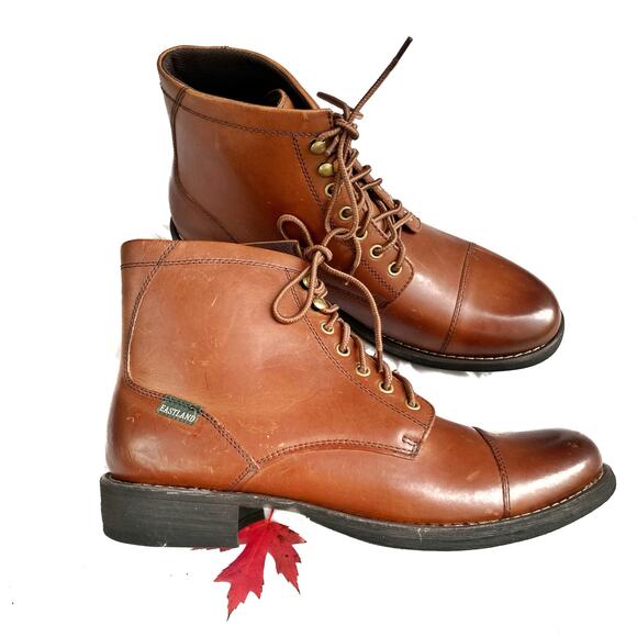 Eastland Chestnut Leather Cap Toe Boots | Heritage Workwear Americana Style - Picture 4 of 16